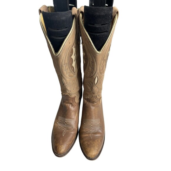 ACME Women's Brown Leather Embroidery Almond Toe Cowboy Western Boots Size US 8A - Picture 8 of 8